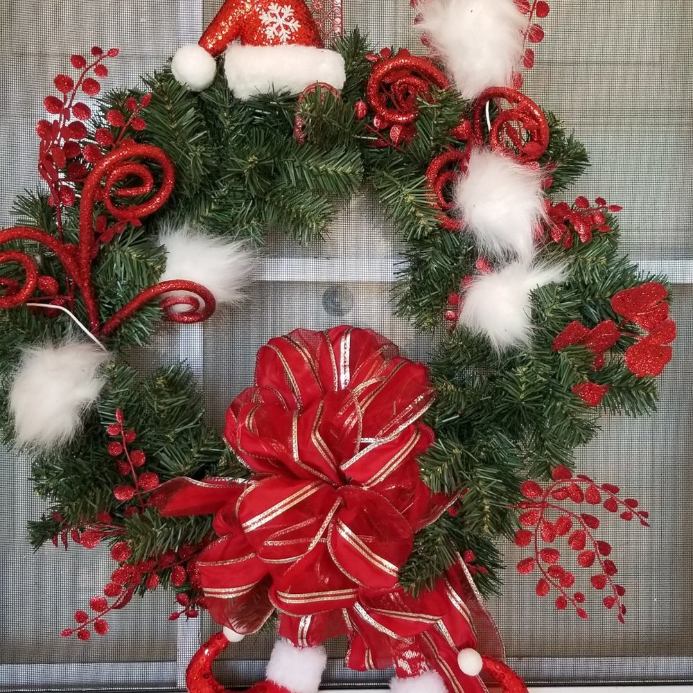Seasonal Wreaths - EASTER, Fall, Christmas, Winter, Hannukah, White puff: Pick 1 - Picture 3 of 10